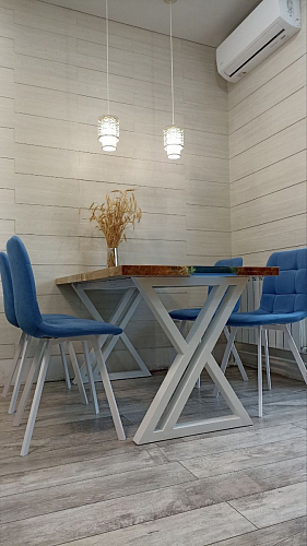 Стул на металлокаркасе Чилли синяя ткань / белый фото покупателя 22