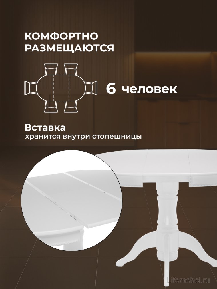 Деревянный стол Павия круглый белый