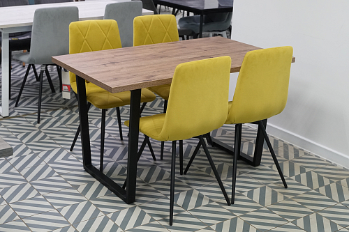 Стол Эльпатия 130 дуб велингтон / черный матовый из шоурума 1