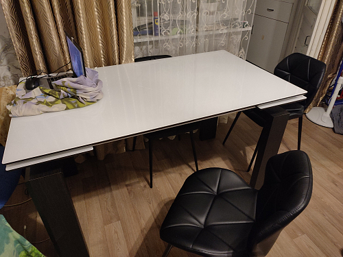 Стеклянный стол Давос белый / венге фото покупателя 3