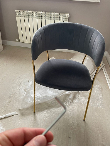 Стул на металлокаркасе Kamelia зеленый / золото фото покупателя 30