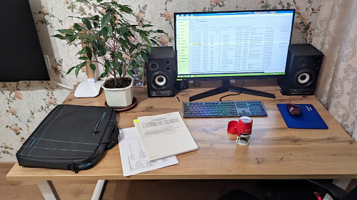 Стол Лота Лофт 140 25 мм черный матовый / дуб вотан фото покупателя 848