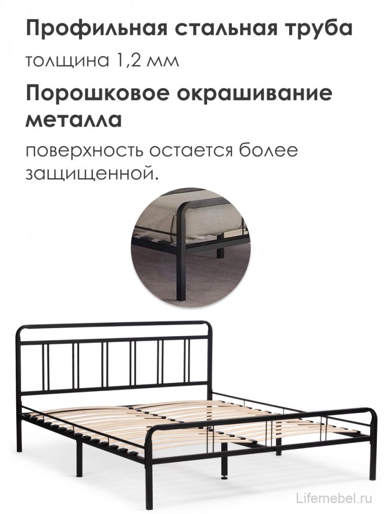 Двуспальная кровать Рейк 160х200 черная