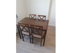 Обеденная группа Хадсон Hudson Dining Set pure white белый 2-1 / ткань коричнево-золотая 1505 фото покупателя 1