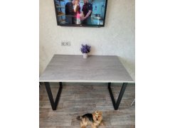 Деревянный стол Лота Лофт 120(160)х75 черный матовый / бетон светлый фото покупателя 102