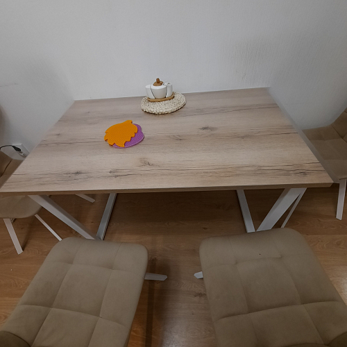 Деревянный стол Барон О 200 х 90 белая пленка шагрень / черный фото покупателя 49