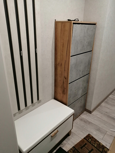 Обувница Эго Об-1 на ножках бетон светлый / белый глянец фото покупателя 3