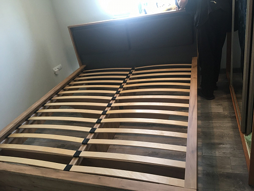 Двуспальная кровать Клауд 160х200 парящая дуб крафт золотой / антрацит фото покупателя 28