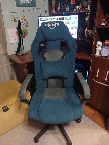 Компьютерное кресло Driver/Драйвер кожзам черный / ткань черный фото покупателя 87