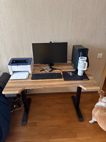 Компьютерный стол Маркос с механизмом подъема 120х75х75 орех кантри / белый фото покупателя 31