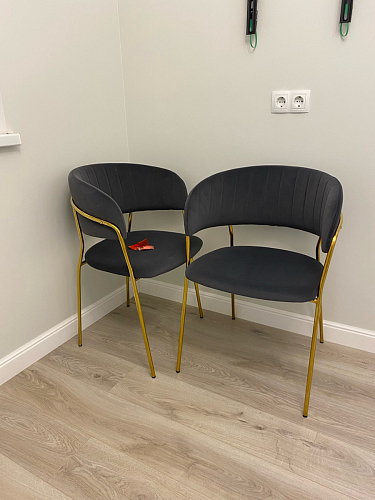 Стул на металлокаркасе Kamelia зеленый / золото фото покупателя 102