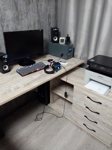 Компьютерный стол КСТ-109П правый дуб сонома / белый фото покупателя 14