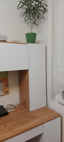 Письменный стол Комфорт 12.71 дуб золотой craft / белая аляска  - Уцененный экземпляр фото покупателя 24