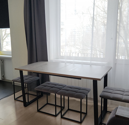 Деревянный стол Лота Лофт 140х80 черный матовый / бетон светлый фото покупателя 700