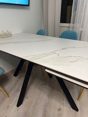 Керамический стол Вилли 140(200)х80 carmen light grey / черный фото покупателя 31