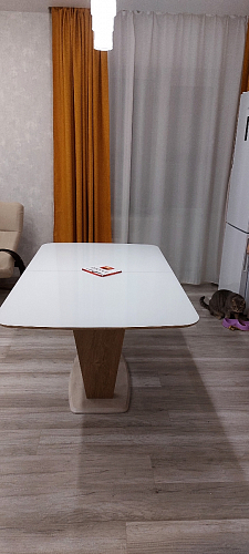 Стол на тумбе Петир 120(160)х80х75 серый / орех кантри фото покупателя 1