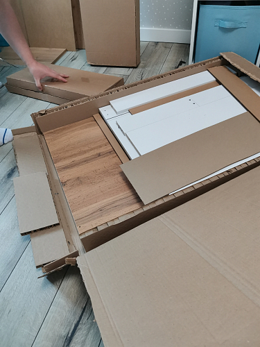 Письменный стол Комфорт 12.71 дуб золотой craft / белая аляска  - Уцененный экземпляр фото покупателя 96