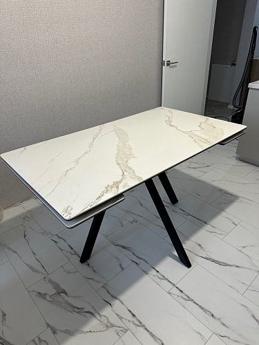 Керамический стол Вилли 140(200)х80 carmen light grey / черный фото покупателя 13