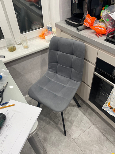 Стул на металлокаркасе Чилли К светло-серый велюр / черный каркас фото покупателя 63