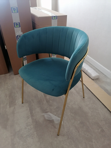 Стул на металлокаркасе Kamelia голубой / голубой / золотой фото покупателя 10