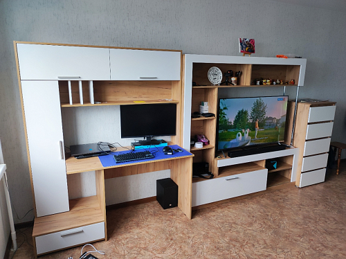 Письменный стол Лайт 03.243 дуб золотой (craft) / белый премиум фото покупателя 135