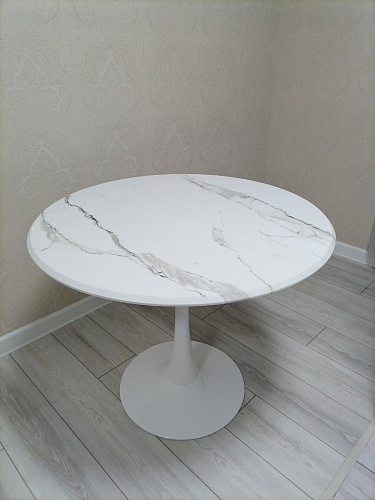 Стол Тулип 80х73 мрамор черный / белый фото покупателя 39