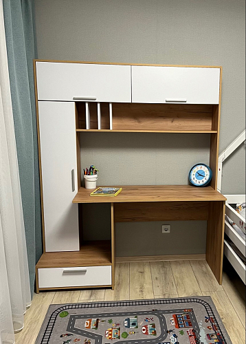 Письменный стол Лайт 03.243 дуб золотой (craft) / белый премиум фото покупателя 225