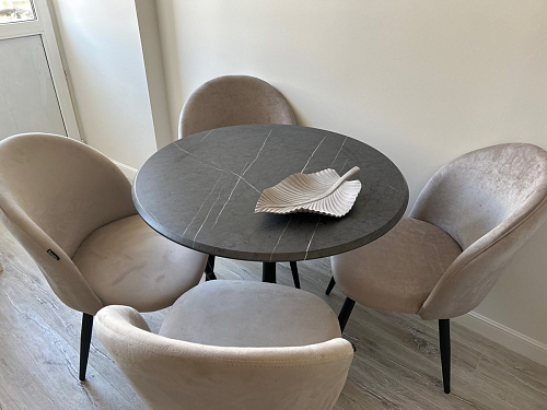 Стол Тулип 90х73 белый мрамор / золото фото покупателя 27