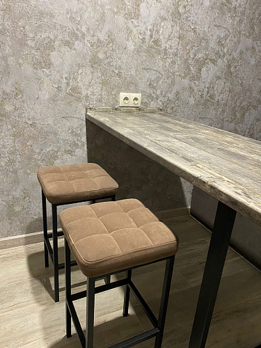 Барный стул Лофт ткань канди крем / черный матовый фото покупателя 58