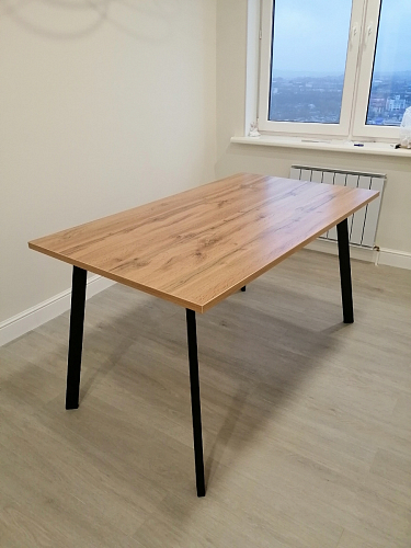 Стол Тринити Лофт 120 32 мм дуб галифакс табако / черный матовый фото покупателя 175