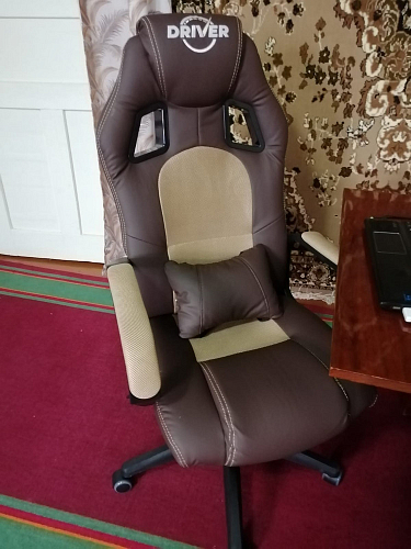 Компьютерное кресло Driver/Драйвер кожзам черный / ткань синий фото покупателя 57