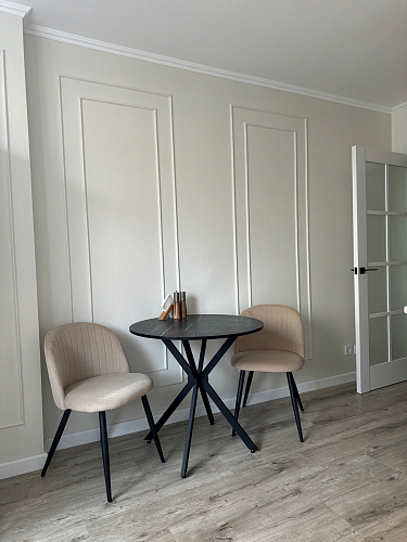 Стул на металлокаркасе Gabi 1 light blue / black / gold фото покупателя 362