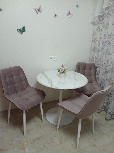 Стол Тулип 90х73 белый мрамор / золото фото покупателя 117