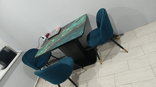 Стул на металлокаркасе Gabi 1 light blue / black / gold фото покупателя 596