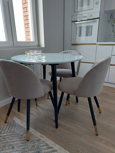 Стул на металлокаркасе Gabi 1 light blue / black / gold фото покупателя 29