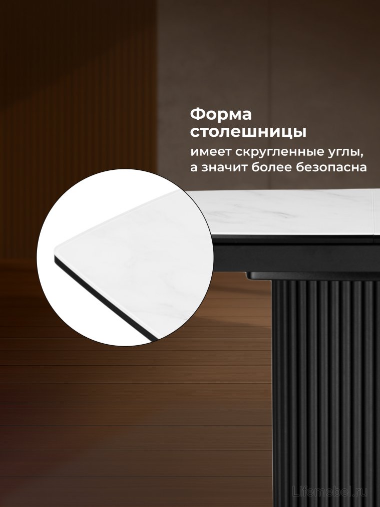 Стеклянный стол Фестер 140(180)х80 кристл статуарио / черный