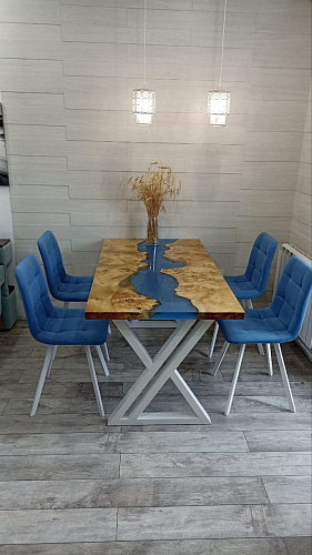 Стул на металлокаркасе Чилли синяя ткань / белый фото покупателя 1313