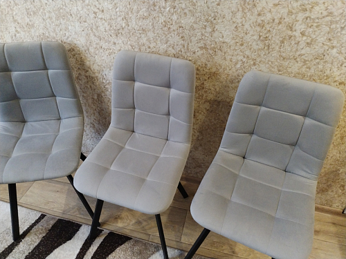 Стул на металлокаркасе Чилли К светло-серый велюр / черный каркас фото покупателя 306