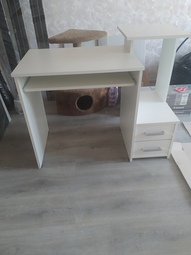 Стол компьютерный Джаз-24 правый белый фото покупателя 15