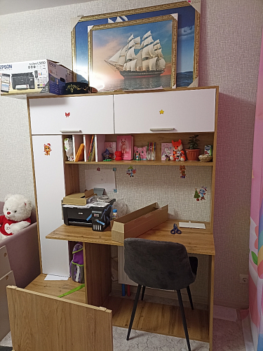 Письменный стол Лайт 03.243 дуб золотой (craft) / белый премиум фото покупателя 180