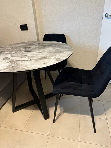 Стеклянный стол Норфолк d100 белый мрамор / черный фото покупателя 49