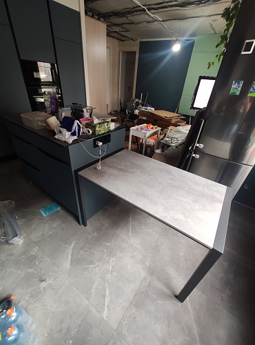 Стол Центавр 120(160)х70х75 файерстоун / черный матовый фото покупателя 25