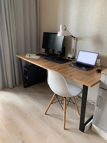 Стол Лота Лофт 140 25 мм черный матовый / бетон фото покупателя 872