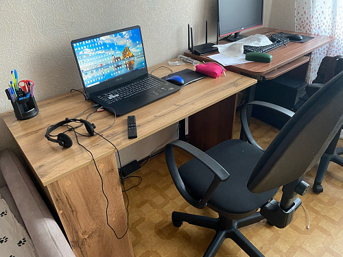 Письменный стол Битти Лофт 116х60х75 дуб вотан / белый матовый фото покупателя 5