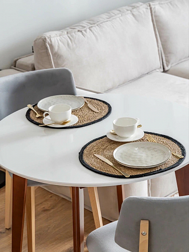 Стол обеденный Bosco D90 белый / натуральный фото покупателя 4