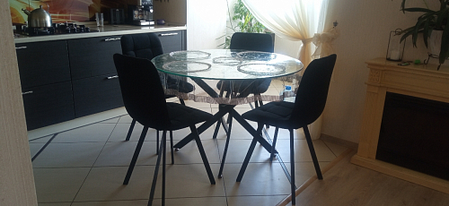 Стул на металлокаркасе Чилли черный / зеленый фото покупателя 334