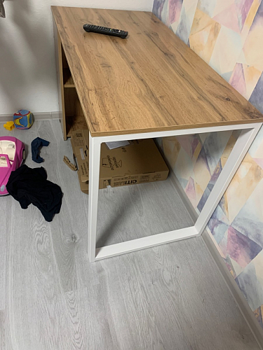 Письменный стол Битти Лофт 116х60х75 дуб вотан / черный матовый фото покупателя 74