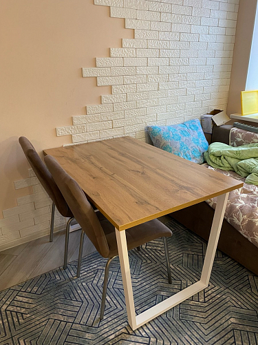 Деревянный стол Лота Лофт 120х75 белый матовый / дуб крафт золотой фото покупателя 365