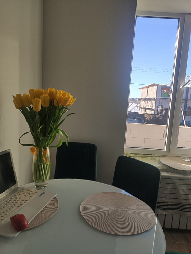 Стеклянный стол Tulip 90 black glass фото покупателя 1