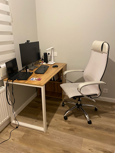 Письменный стол Битти Лофт 116х60х75 дуб делано светлый / белый матовый фото покупателя 71